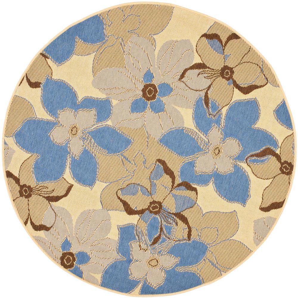 COURTYARD, NATURAL BROWN / BLUE, 5'-3" X 5'-3" Round, Area Rug, CY4022B-5R. Picture 1