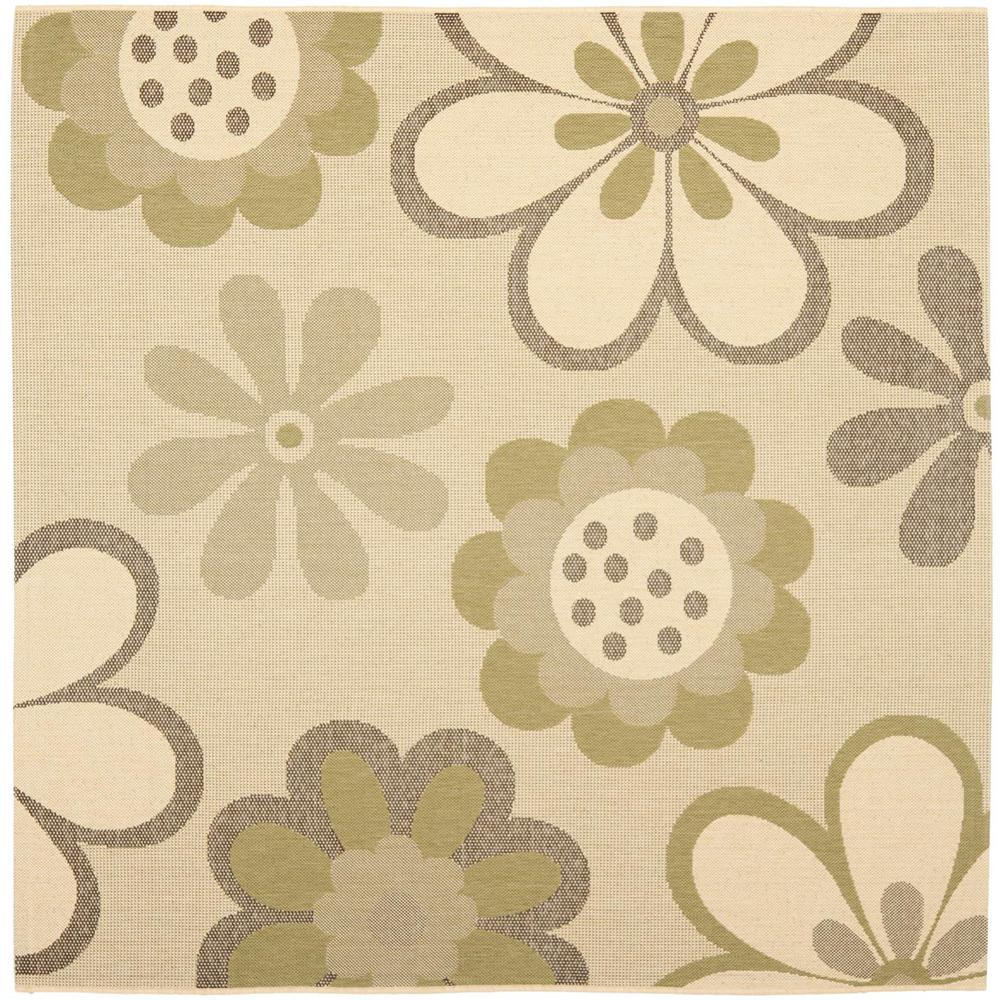 COURTYARD, NATURAL BROWN / OLIVE, 6'-7" X 6'-7" Square, Area Rug, CY4035A-7SQ. Picture 1