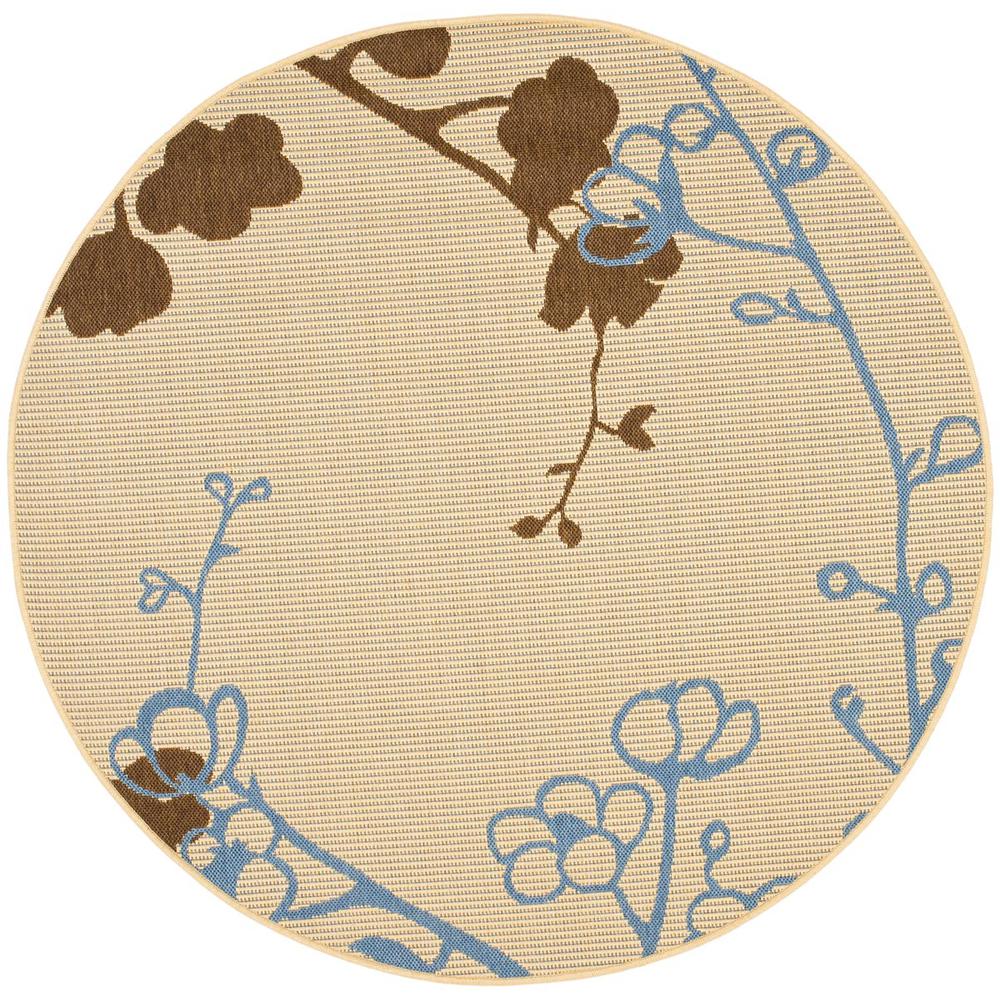COURTYARD, NATURAL BROWN / BLUE, 5'-3" X 5'-3" Round, Area Rug, CY4038B-5R. Picture 1