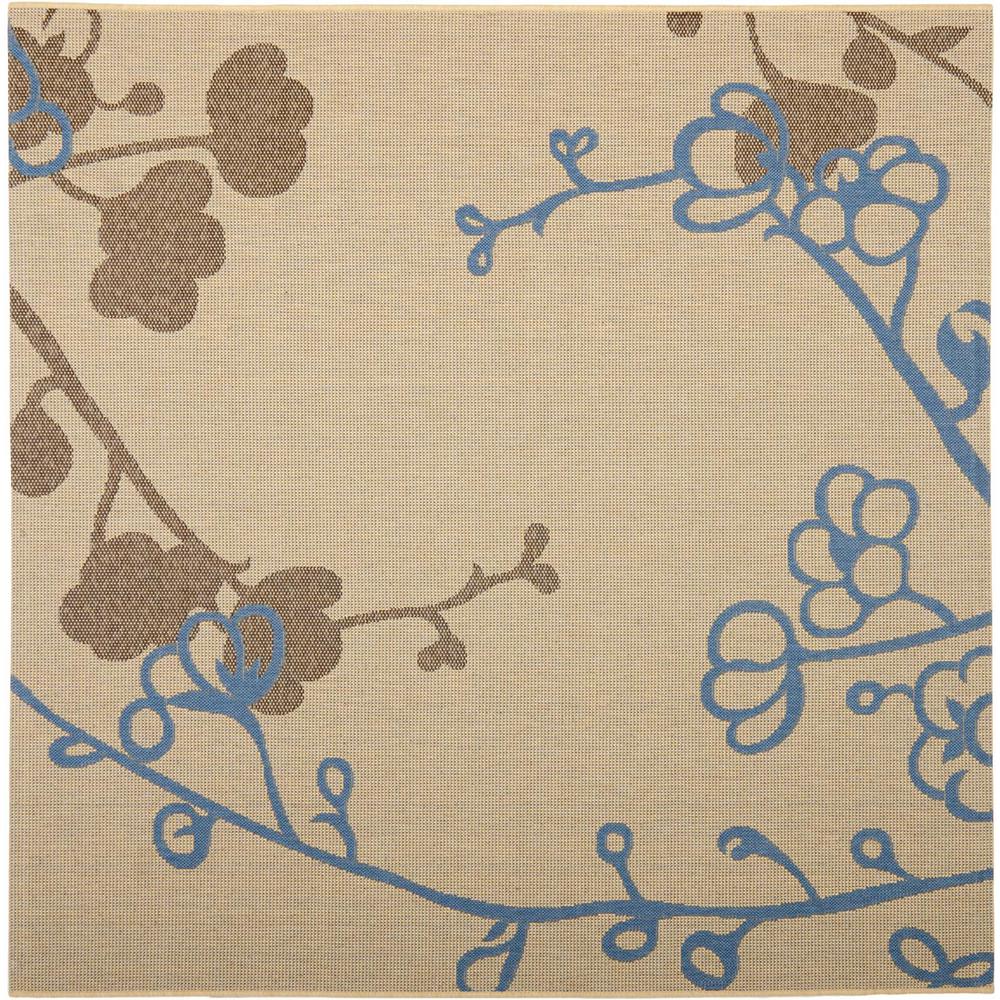 COURTYARD, NATURAL BROWN / BLUE, 6'-7" X 6'-7" Square, Area Rug, CY4038B-7SQ. Picture 1