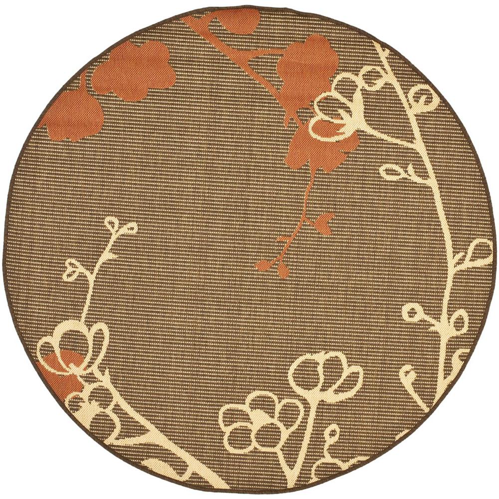 COURTYARD, BROWN NATURAL / TERRACOTTA, 5'-3" X 5'-3" Round, Area Rug. Picture 1