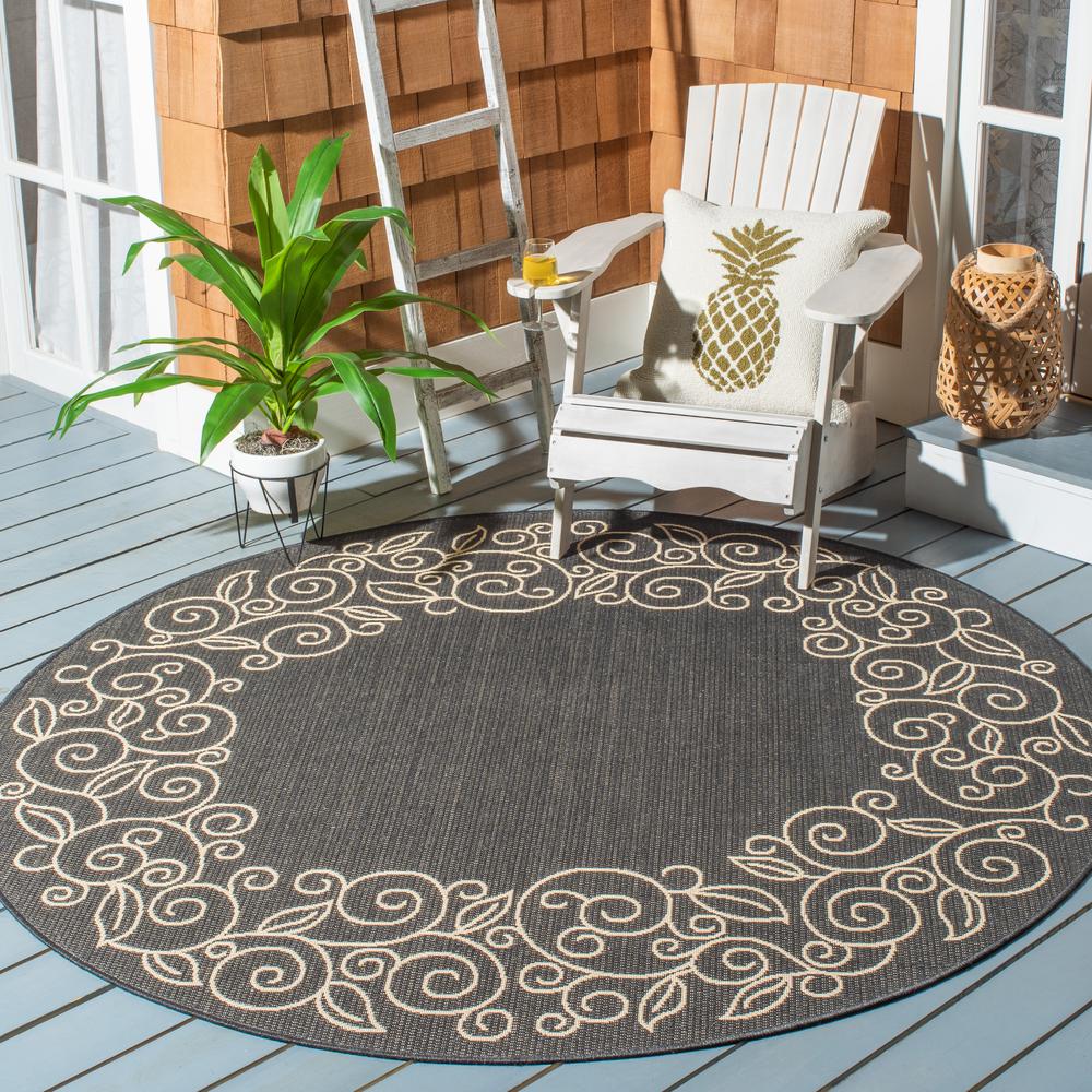 COURTYARD, BLACK / BEIGE, 6'-7" X 6'-7" Round, Area Rug, CY5139D-7R. Picture 1