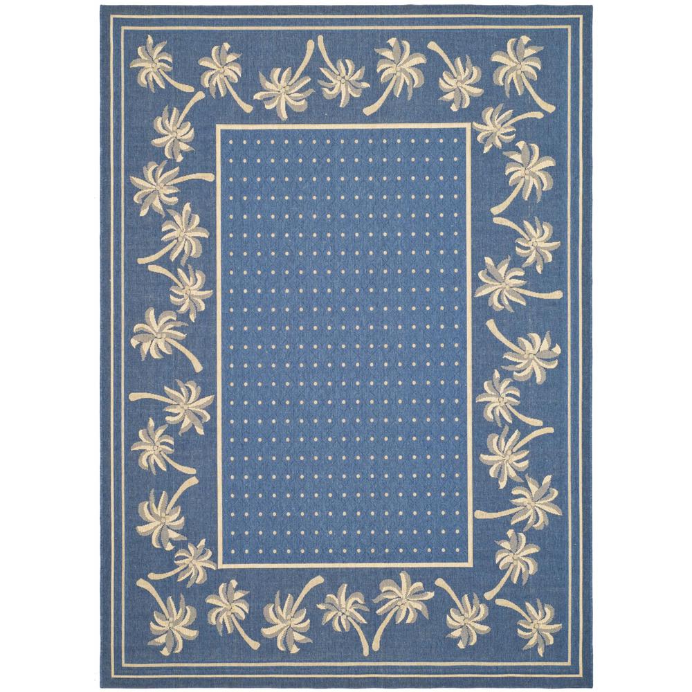 COURTYARD, BLUE / IVORY, 8' X 11', Area Rug. Picture 1