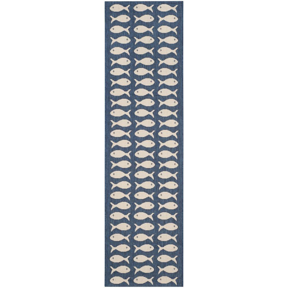 COURTYARD, NAVY / BEIGE, 2'-3" X 8', Area Rug, CY6013-268-28. Picture 1
