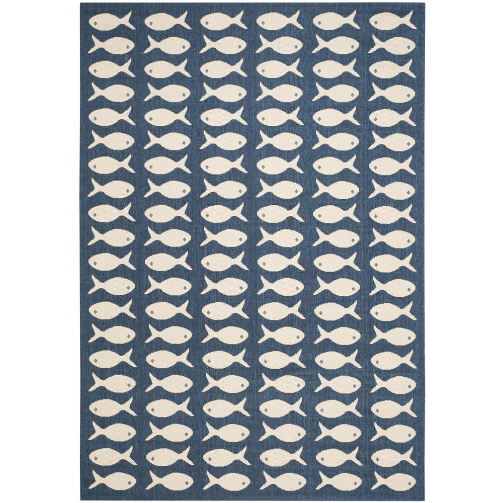 COURTYARD, NAVY / BEIGE, 6'-7" X 9'-6", Area Rug, CY6013-268-6. Picture 1