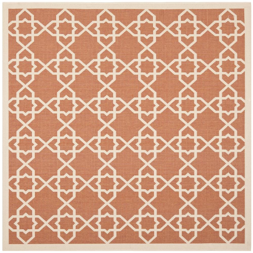 COURTYARD, TERRACOTTA / BEIGE, 6'-7" X 6'-7" Square, Area Rug. The main picture.