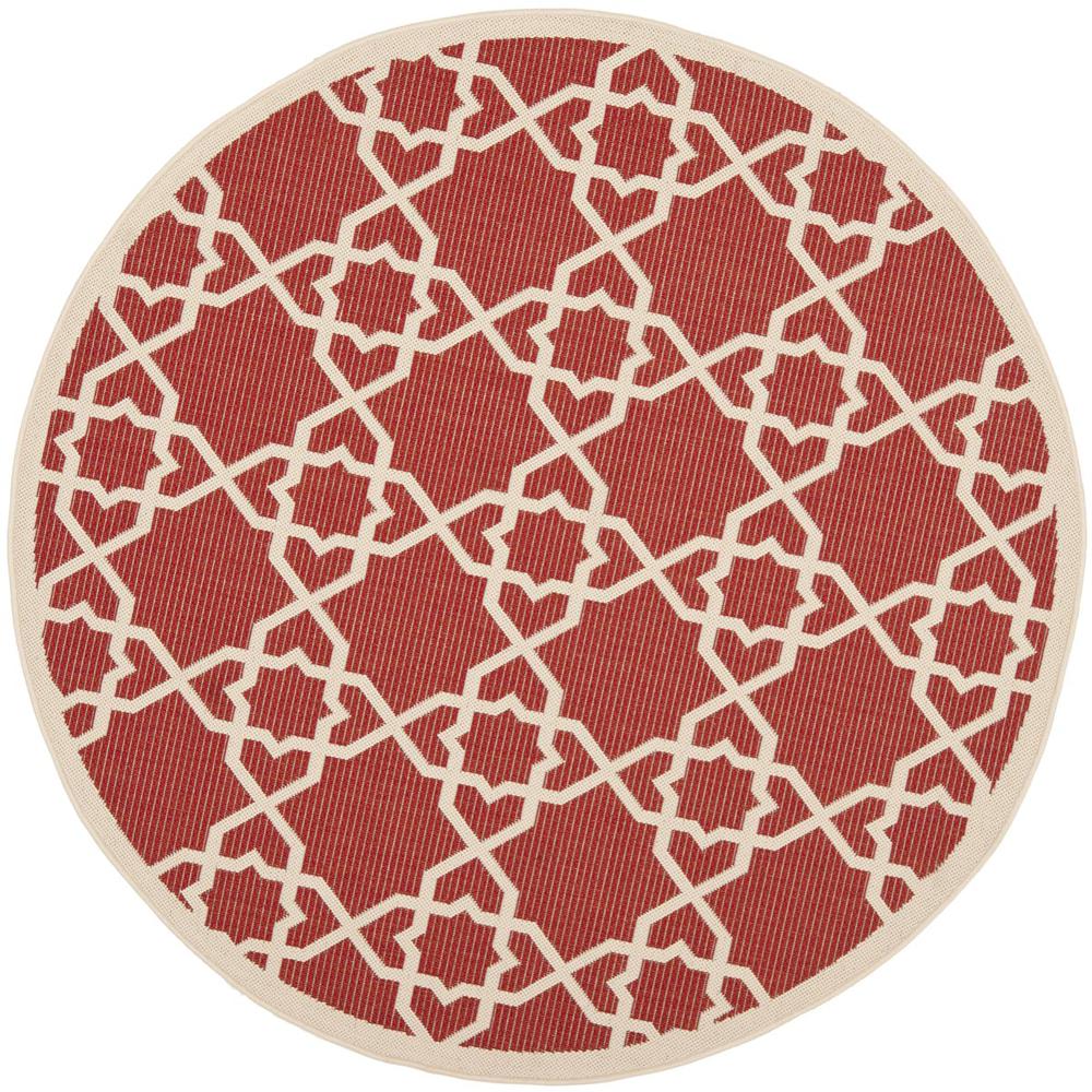 COURTYARD, RED / BEIGE, 5'-3" X 5'-3" Round, Area Rug. Picture 1