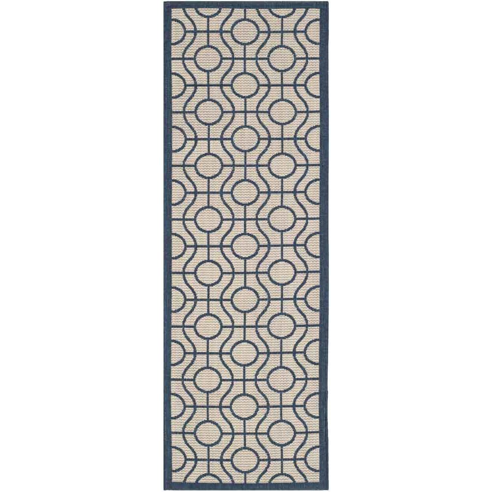 COURTYARD, BEIGE / NAVY, 2'-3" X 6'-7", Area Rug, CY6115-258-27. Picture 1