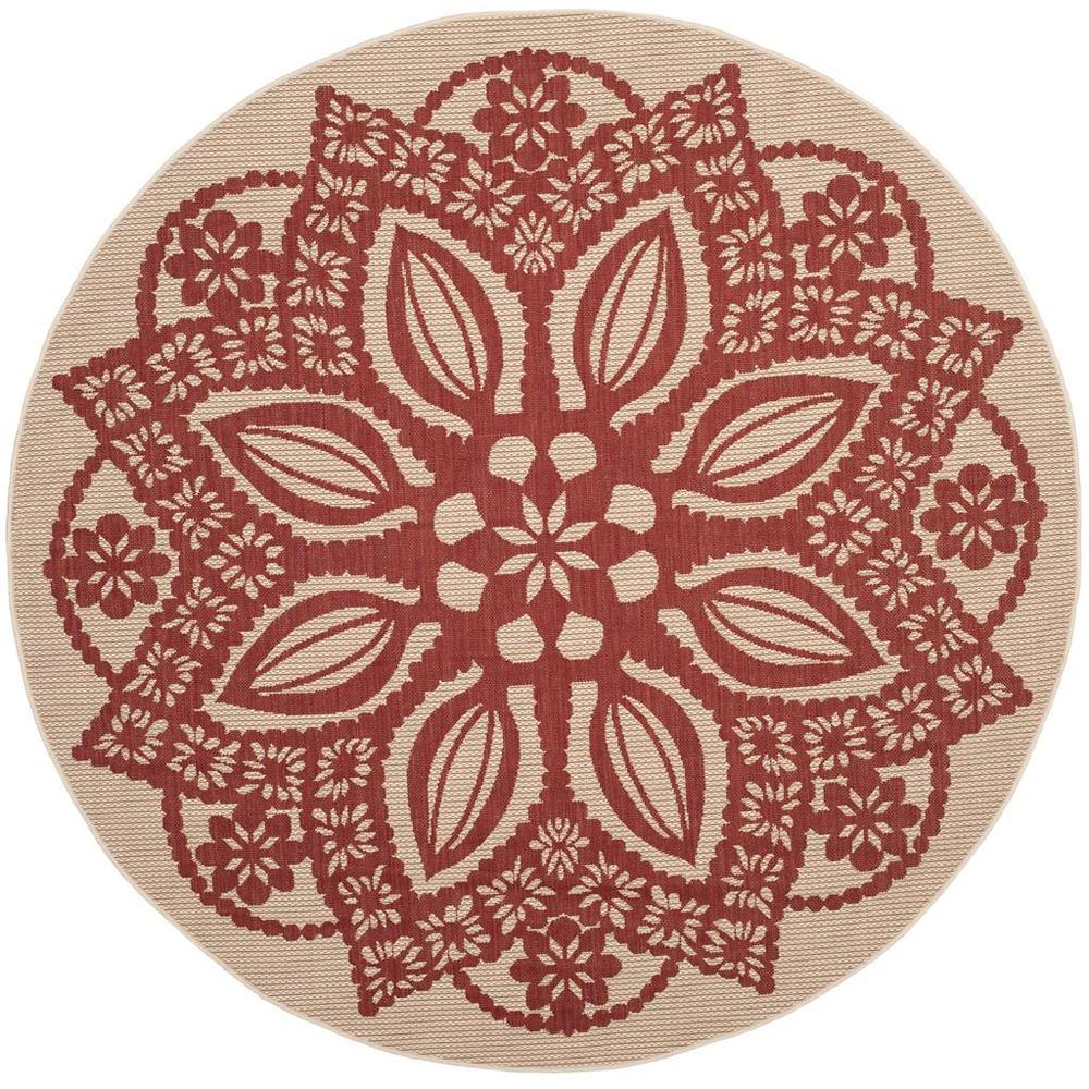 COURTYARD, BEIGE / RED, 6'-7" X 6'-7" Round, Area Rug, CY6139-238-7R. Picture 1