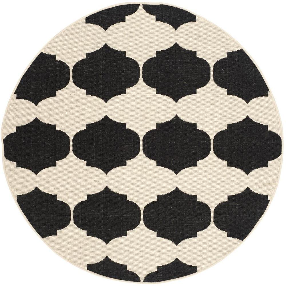 COURTYARD, BEIGE / BLACK, 5'-3" X 5'-3" Round, Area Rug, CY6162-256-5R. The main picture.