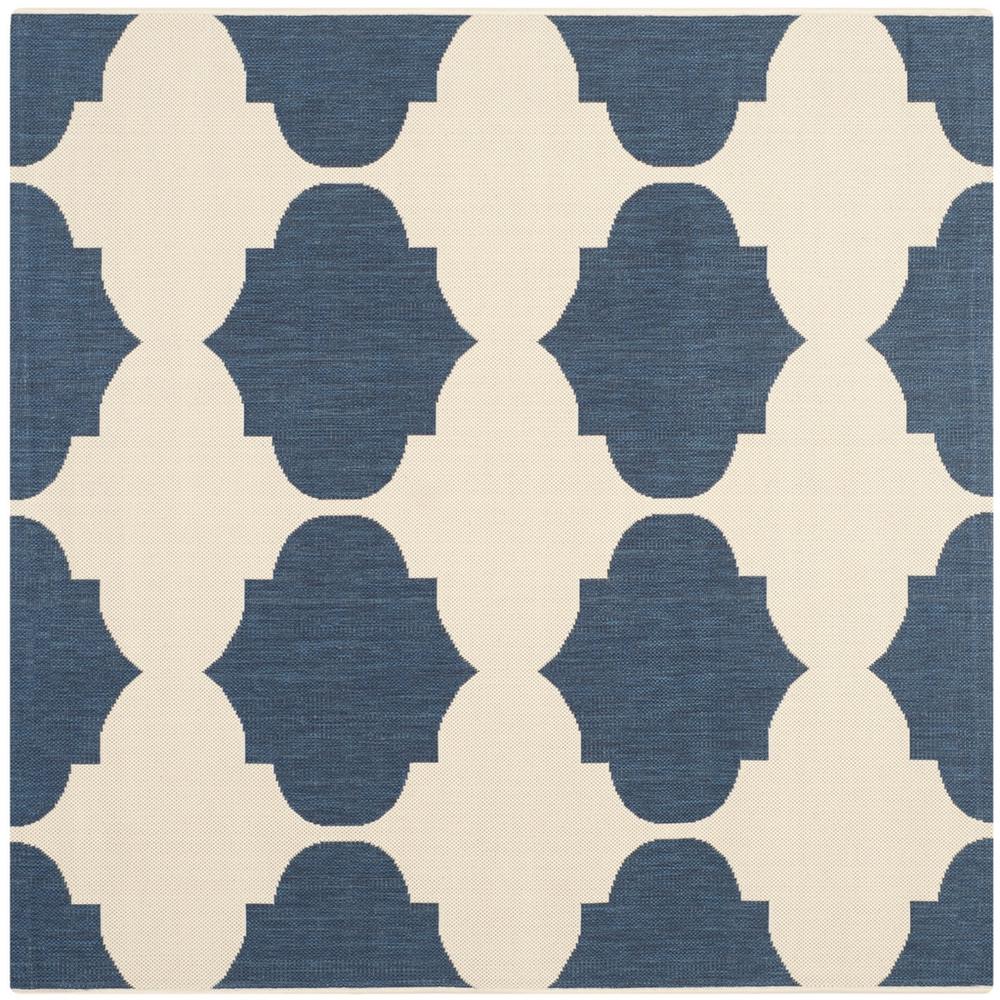 COURTYARD, BEIGE / NAVY, 5'-3" X 5'-3" Square, Area Rug. Picture 1