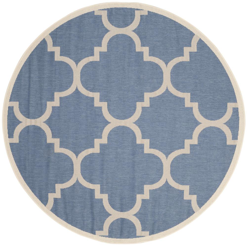 COURTYARD, BLUE / BEIGE, 6'-7" X 6'-7" Round, Area Rug, CY6243-243-7R. Picture 1