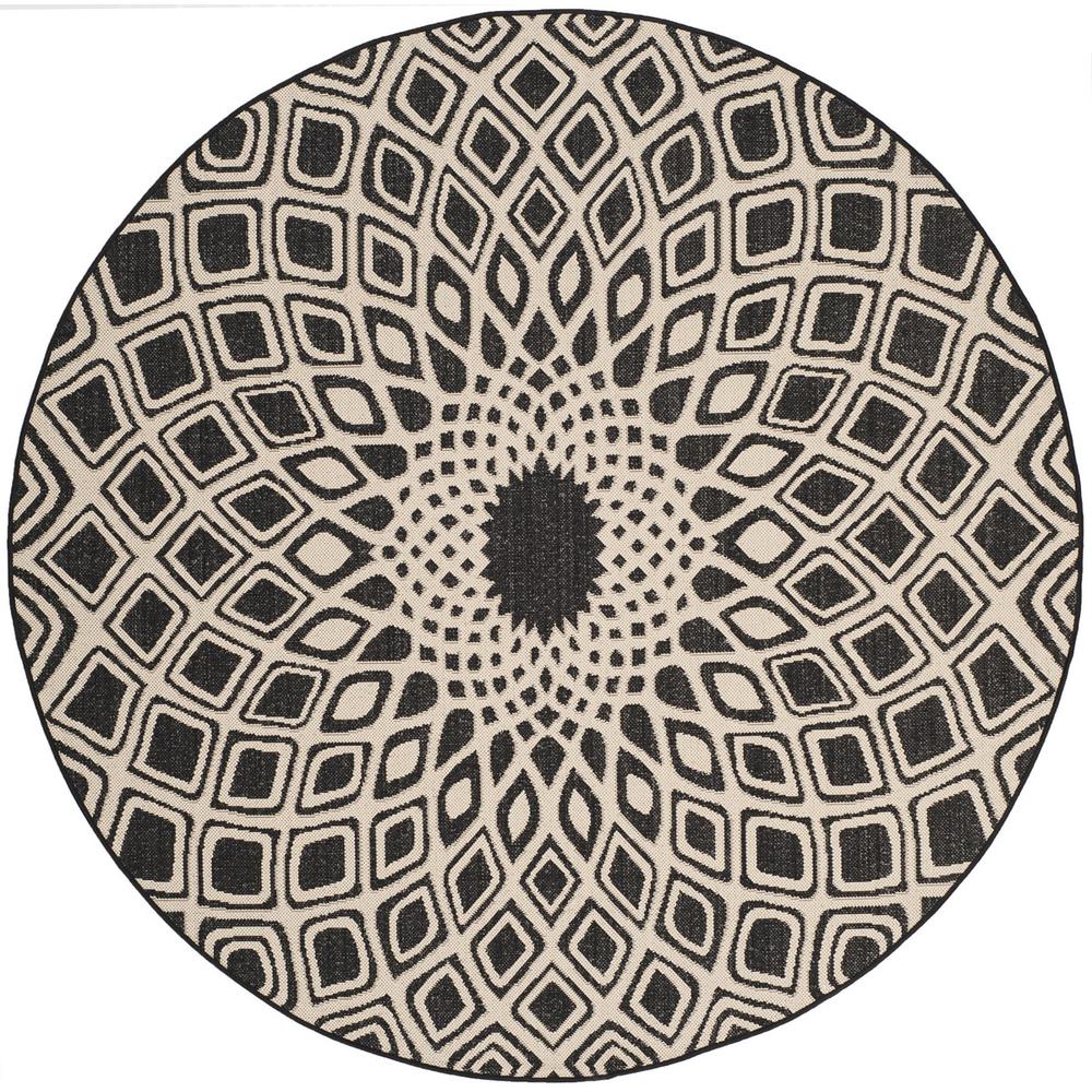 COURTYARD, BLACK / BEIGE, 6'-7" X 6'-7" Round, Area Rug, CY6616-25621-7R. Picture 1