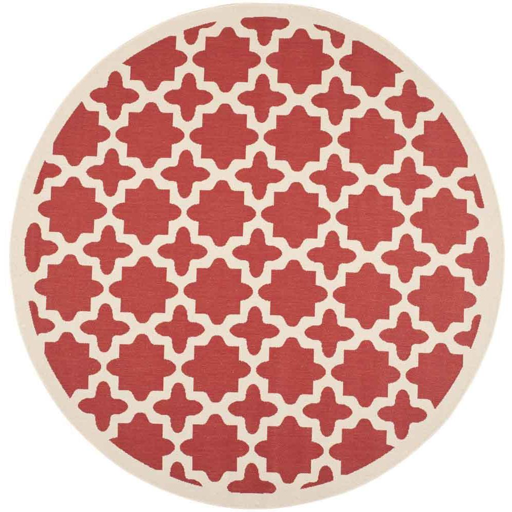 COURTYARD, RED / BONE, 7'-10" X 7'-10" Round, Area Rug, CY6913-248-8R. Picture 1