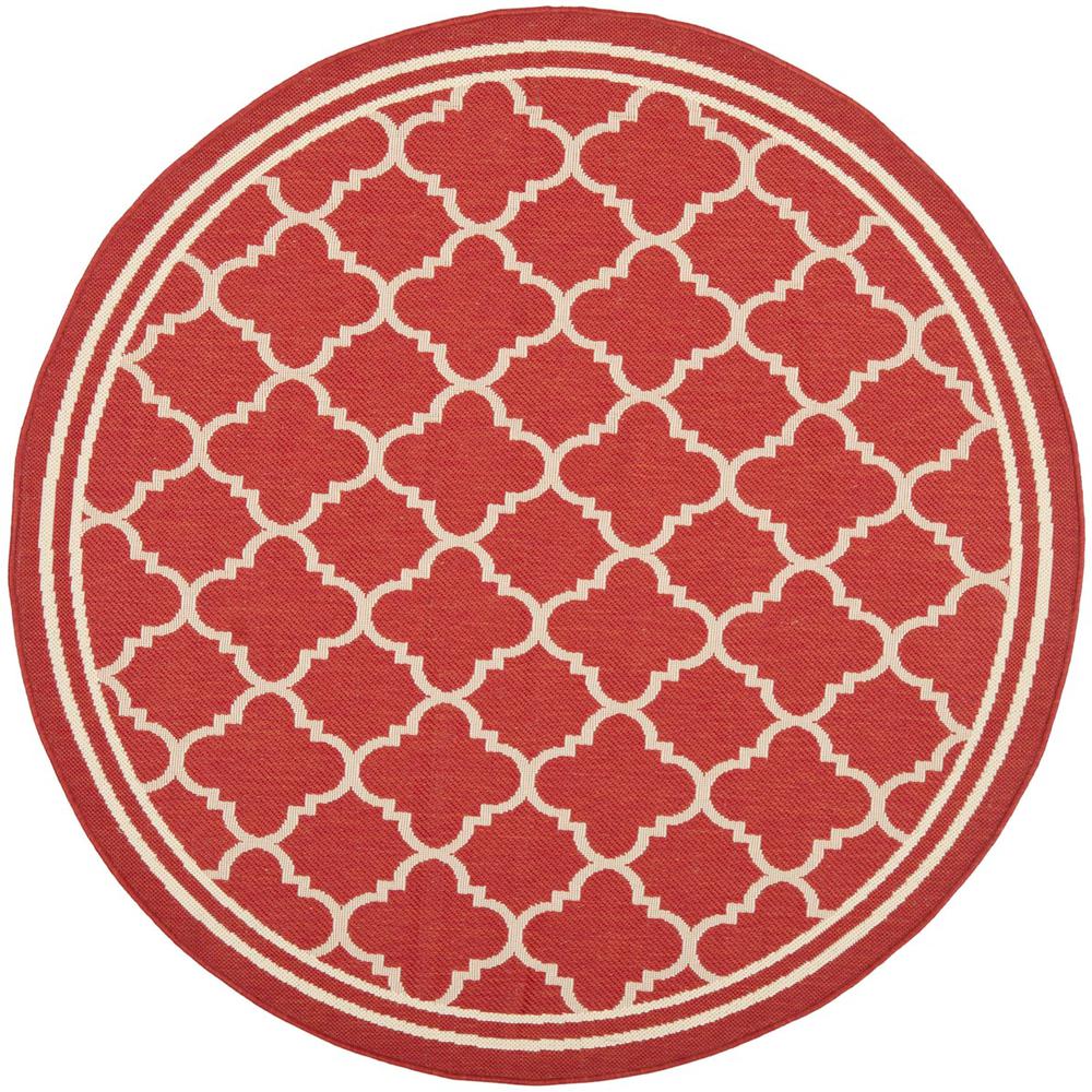 COURTYARD, RED / BONE, 4' X 4' Round, Area Rug. Picture 1