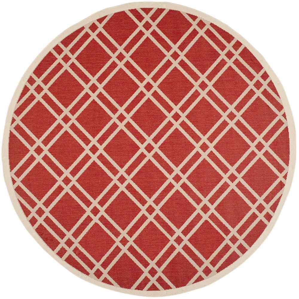 COURTYARD, RED / BONE, 7'-10" X 7'-10" Round, Area Rug, CY6923-248-8R. Picture 1