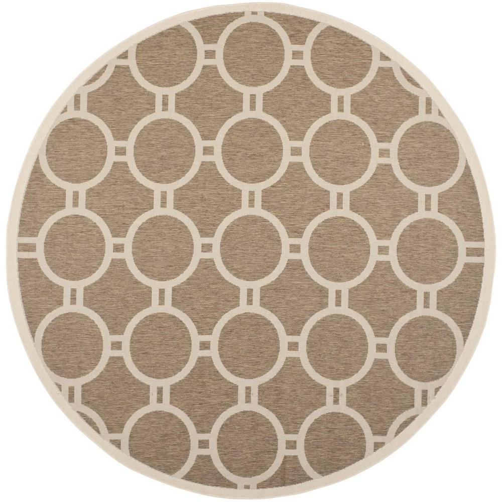 COURTYARD, BROWN / BONE, 7'-10" X 7'-10" Round, Area Rug, CY6924-242-8R. The main picture.