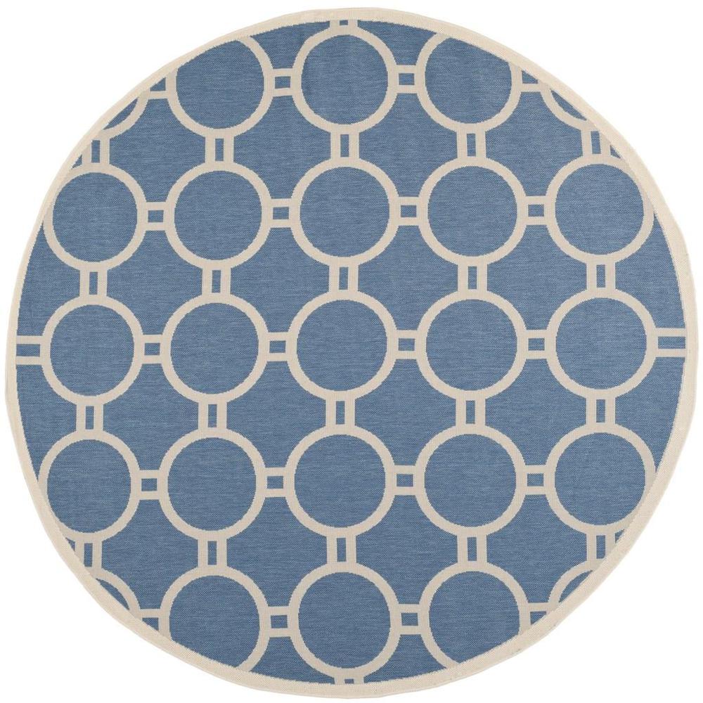 COURTYARD, BLUE / BEIGE, 7'-10" X 7'-10" Round, Area Rug, CY6924-243-8R. Picture 1