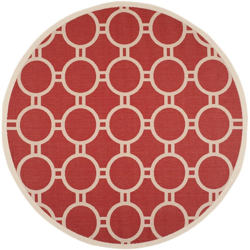 COURTYARD, RED / BONE, 7'-10" X 7'-10" Round, Area Rug, CY6924-248-8R. Picture 1