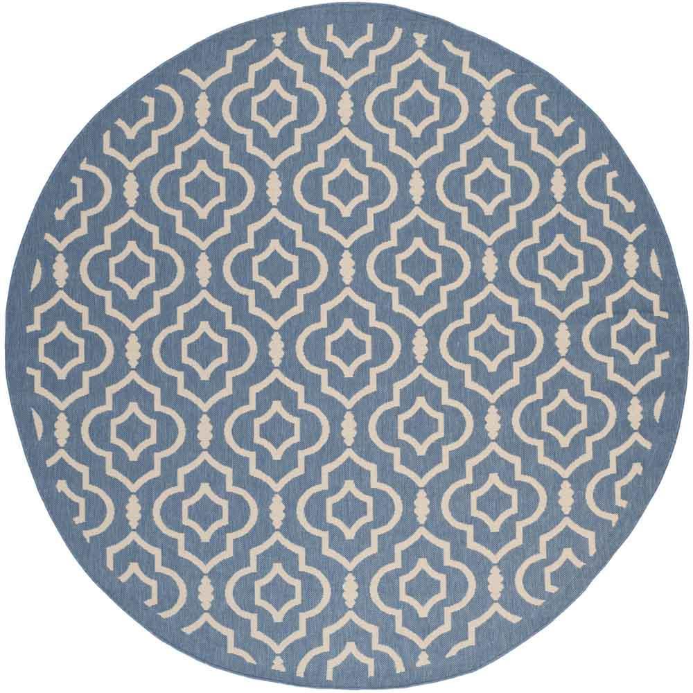 COURTYARD, BLUE / BEIGE, 7'-10" X 7'-10" Round, Area Rug, CY6926-243-8R. Picture 1