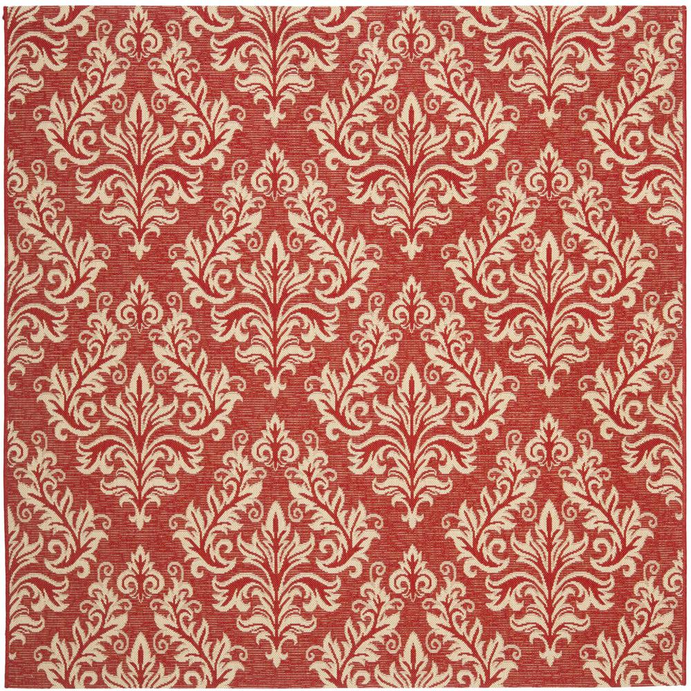 COURTYARD, RED / CREME, 6'-7" X 6'-7" Square, Area Rug. Picture 1