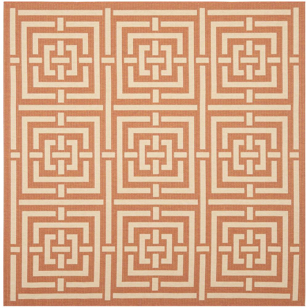 COURTYARD, TERRACOTTA / CREAM, 6'-7" X 6'-7" Square, Area Rug. The main picture.