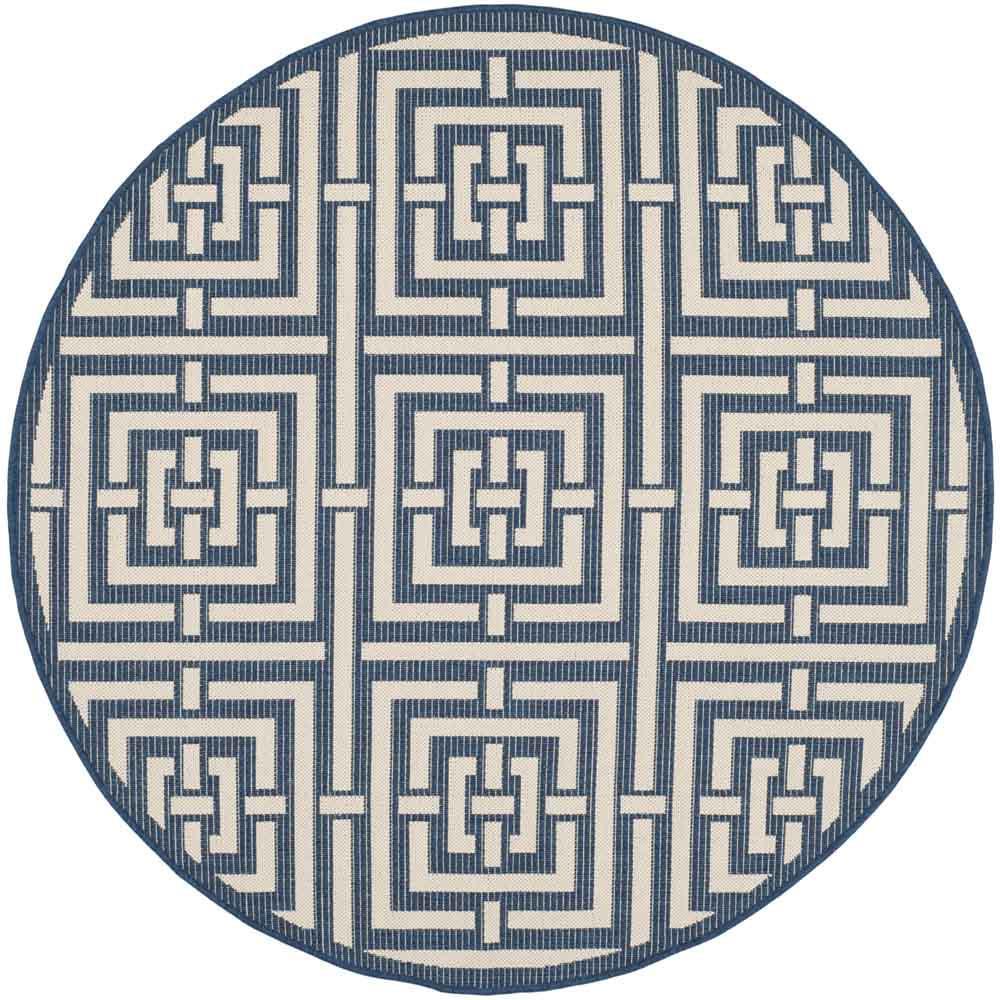 COURTYARD, NAVY / BEIGE, 5'-3" X 5'-3" Round, Area Rug, CY6937-268-5R. The main picture.