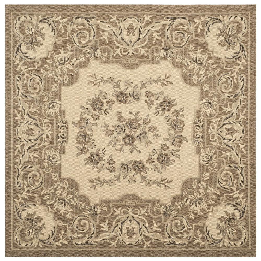 COURTYARD, CREME / BROWN, 6'-7" X 6'-7" Square, Area Rug. The main picture.