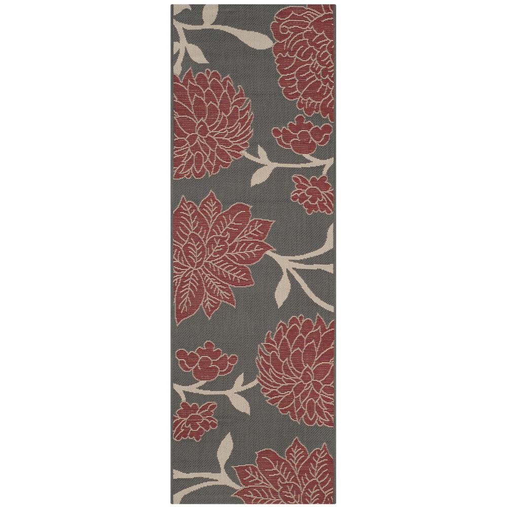 COURTYARD, ANTHRACITE / RED, 2'-3" X 6'-7", Area Rug. Picture 1