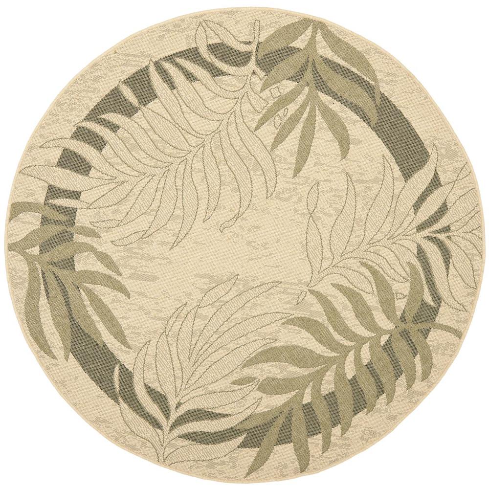 COURTYARD, CREAM / GREEN, 5'-3" X 5'-3" Round, Area Rug, CY7836-14A5-5R. Picture 1