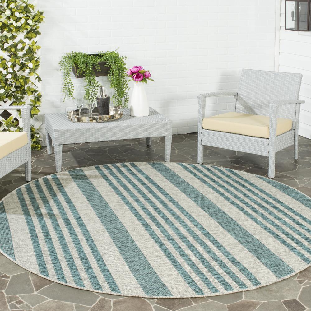 COURTYARD, GREY / BLUE, 6'-7" X 6'-7" Round, Area Rug, CY8062-37212-7R. Picture 1