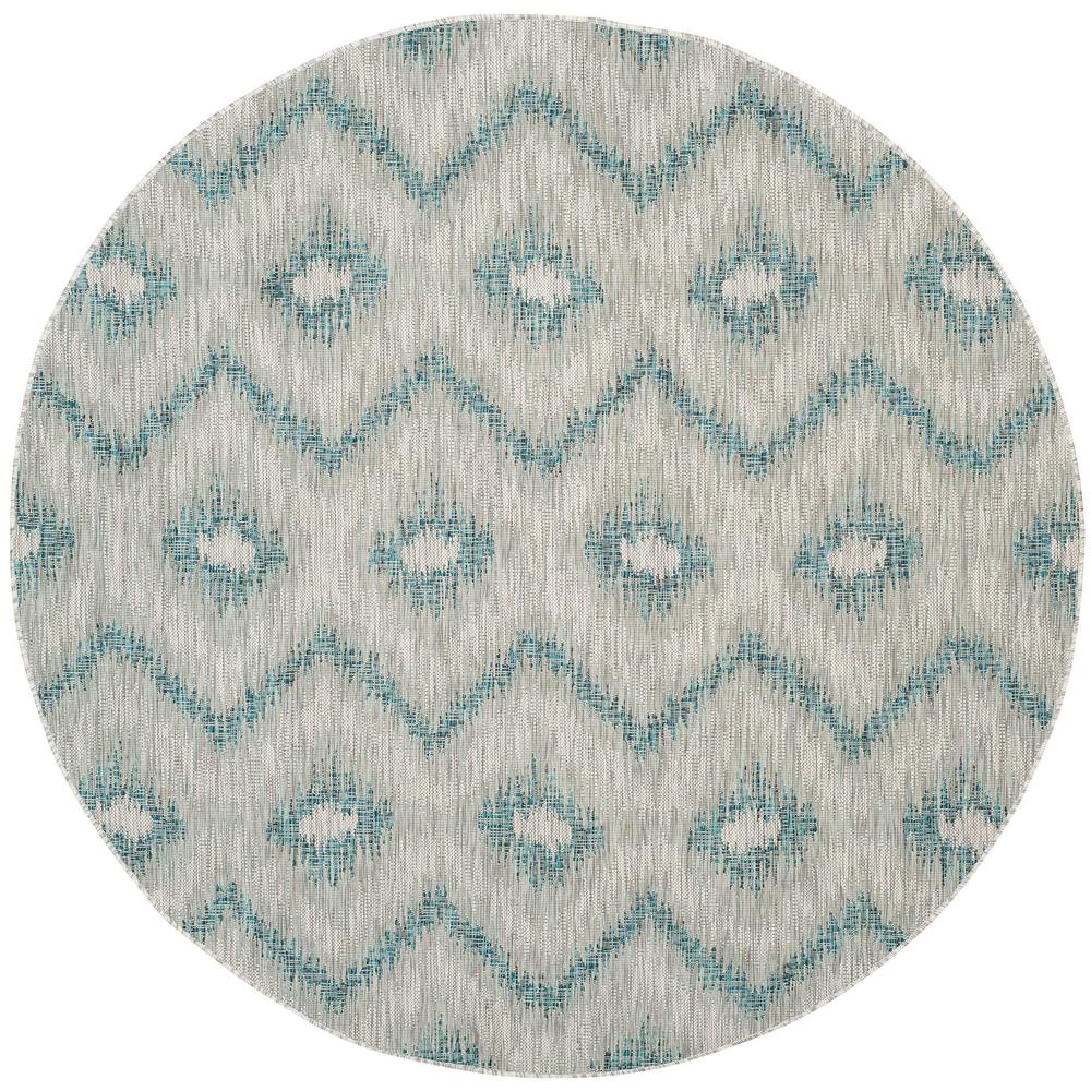 COURTYARD, GREY / BLUE, 6'-7" X 6'-7" Round, Area Rug, CY8463-37212-7R. The main picture.