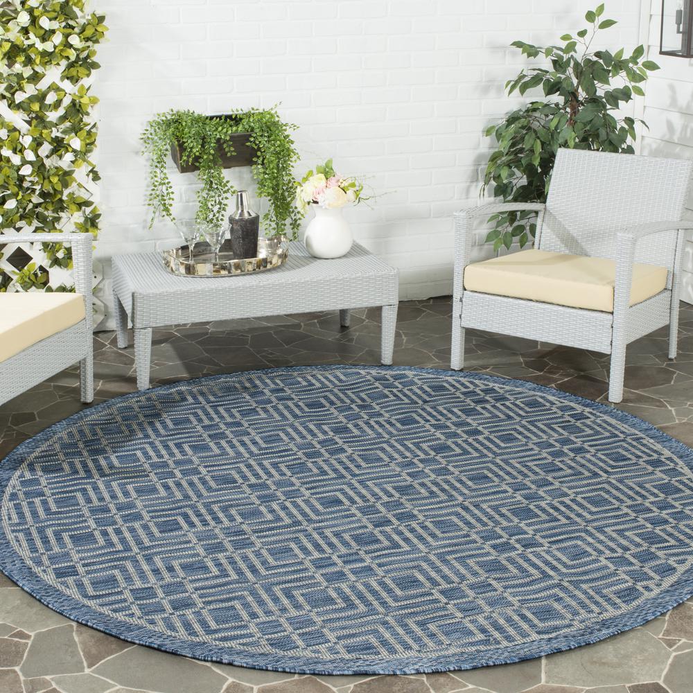 COURTYARD, NAVY / GREY, 6'-7" X 6'-7" Round, Area Rug, CY8467-36821-7R. Picture 1