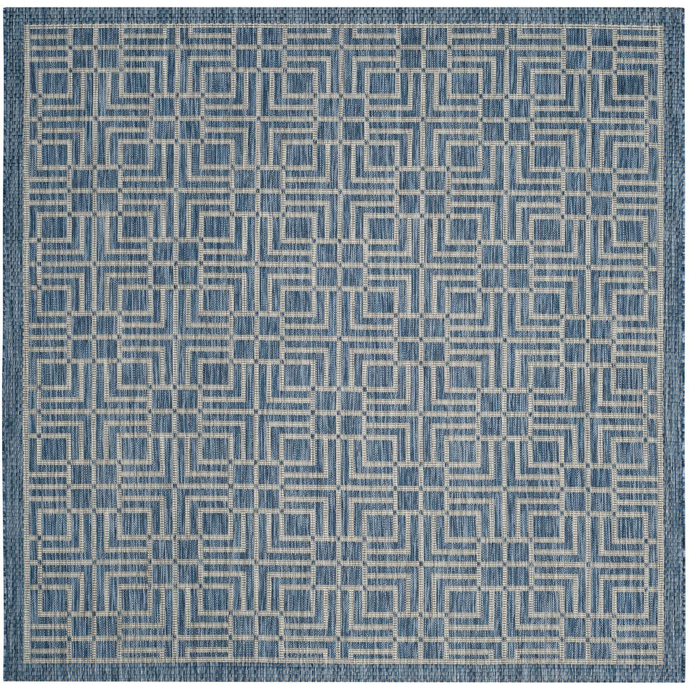 COURTYARD, NAVY / GREY, 6'-7" X 6'-7" Square, Area Rug, CY8467-36821-7SQ. Picture 1