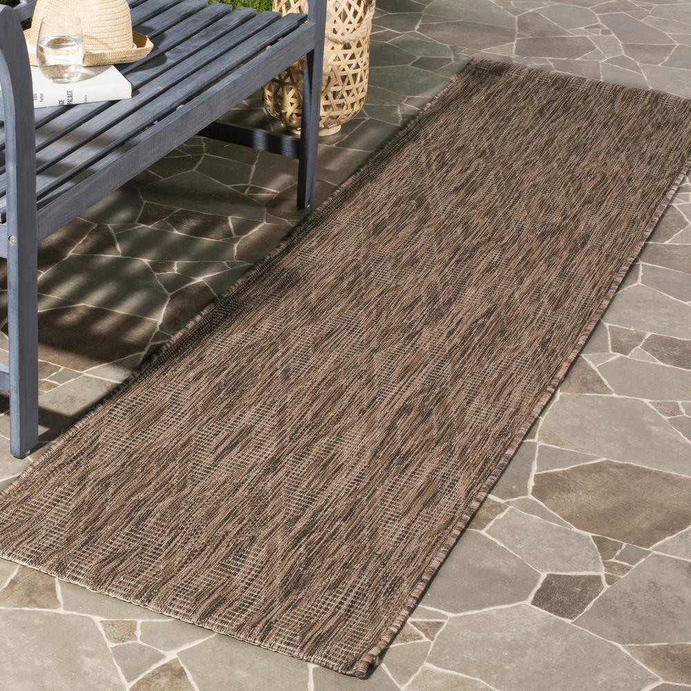 COURTYARD, BROWN / BROWN, 2'-3" X 12', Area Rug. Picture 1