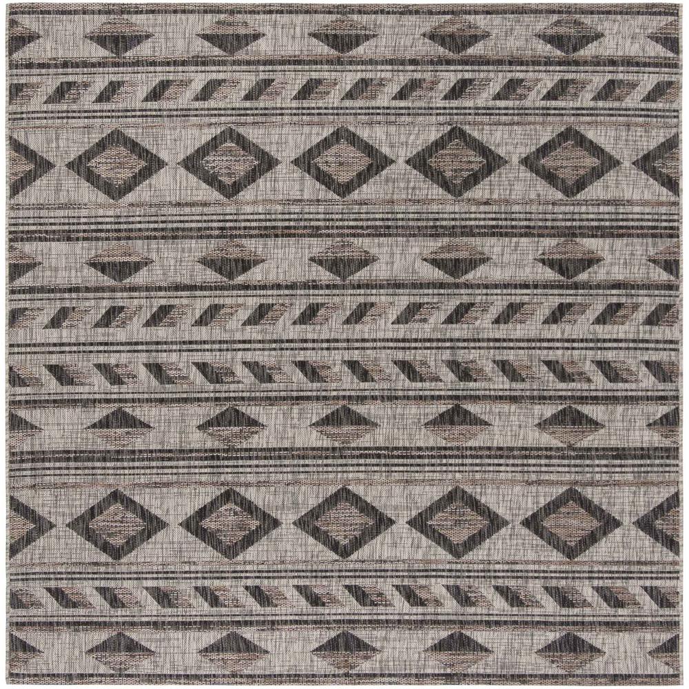 COURTYARD, GREY / BLACK, 6'-7" X 6'-7" Square, Area Rug, CY8529-37612-7SQ. The main picture.