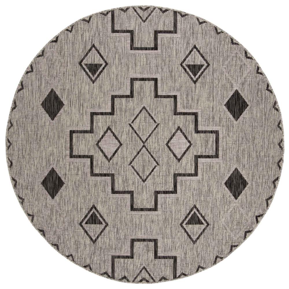 COURTYARD, GREY / BLACK, 5'-3" X 5'-3" Round, Area Rug. Picture 1