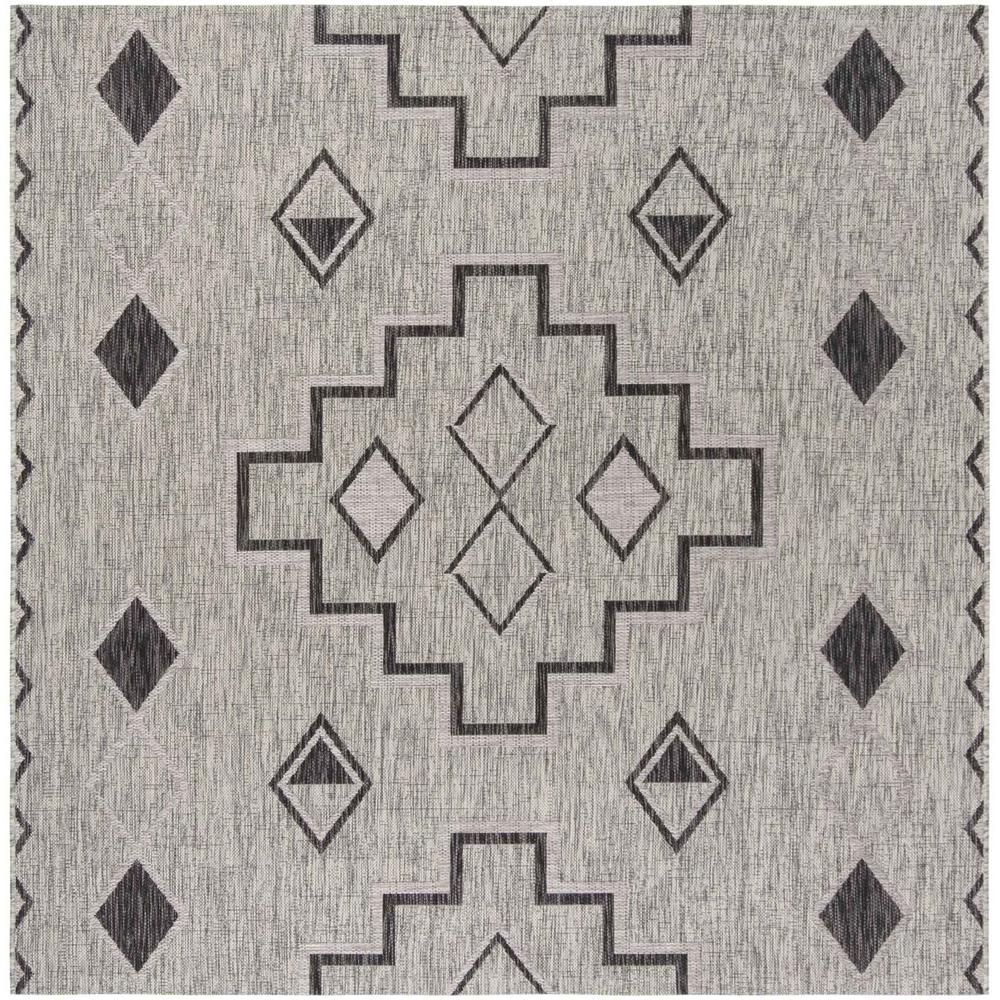 COURTYARD, GREY / BLACK, 5'-3" X 5'-3" Square, Area Rug. Picture 1