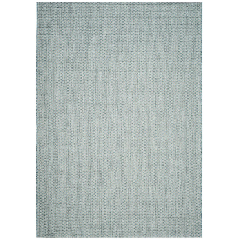 COURTYARD, LIGHT BLUE / LIGHT GREY, 6'-7" X 9'-6", Area Rug. Picture 1