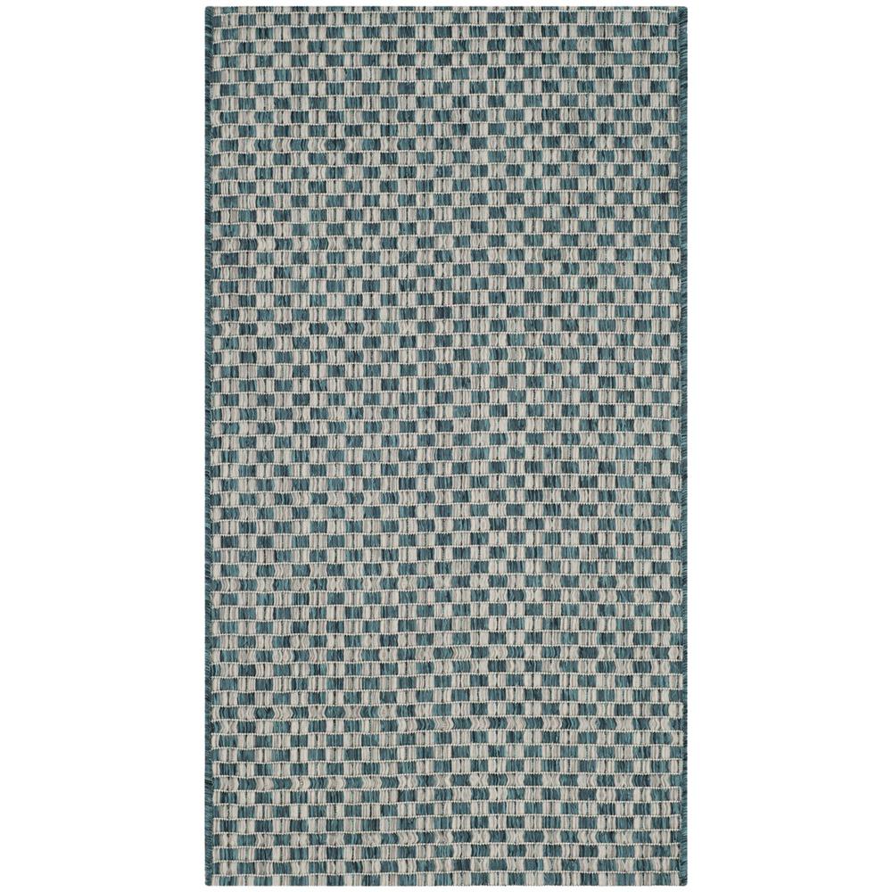 COURTYARD, TURQUOISE / LIGHT GREY, 2' X 3'-7", Area Rug. Picture 1