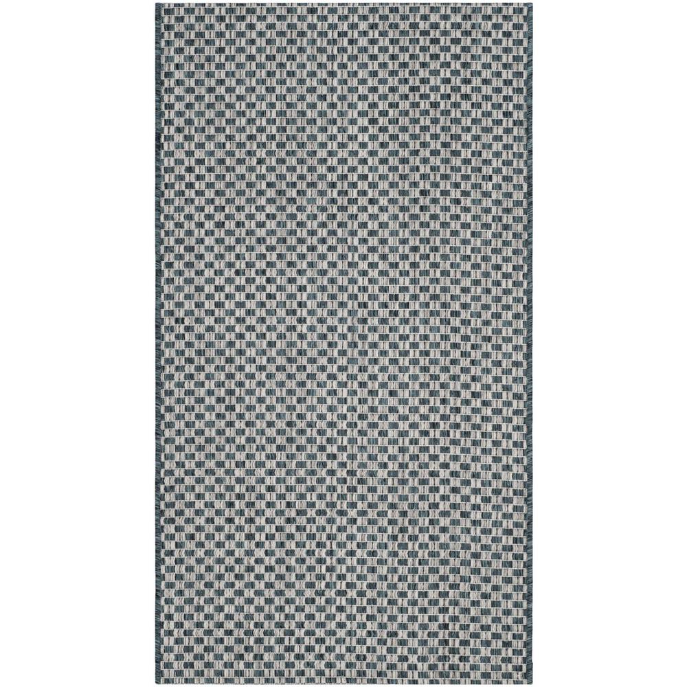 COURTYARD, TURQUOISE / LIGHT GREY, 2'-7" X 5', Area Rug. Picture 1
