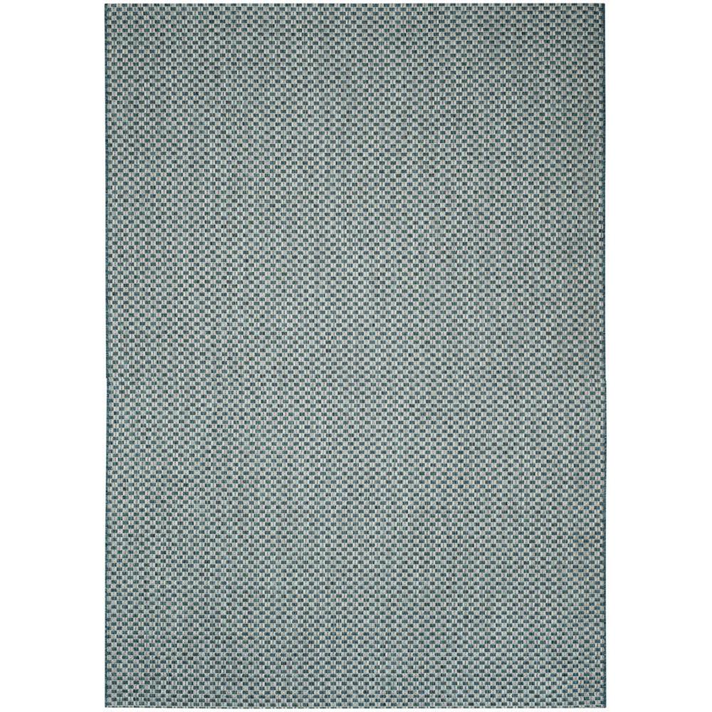 COURTYARD, TURQUOISE / LIGHT GREY, 5'-3" X 7'-7", Area Rug. Picture 1