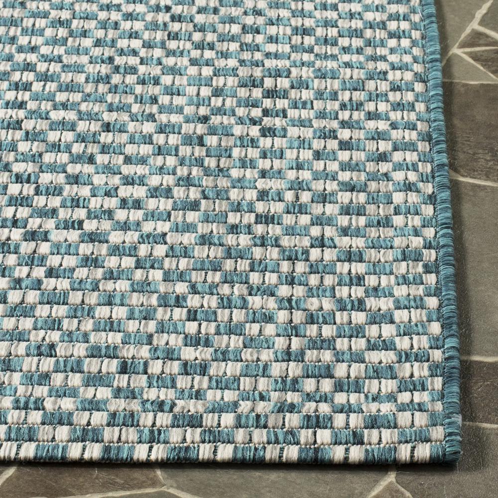 COURTYARD, TURQUOISE / LIGHT GREY, 4' X 5'-7", Area Rug. Picture 1