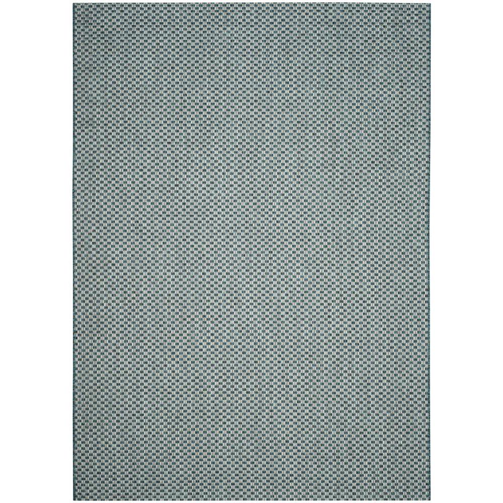 COURTYARD, TURQUOISE / LIGHT GREY, 6'-7" X 9'-6", Area Rug. Picture 1