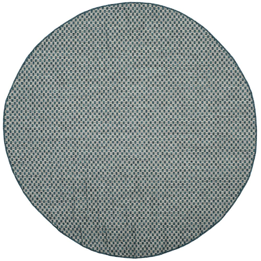 COURTYARD, TURQUOISE / LIGHT GREY, 6'-7" X 6'-7" Round, Area Rug. Picture 1