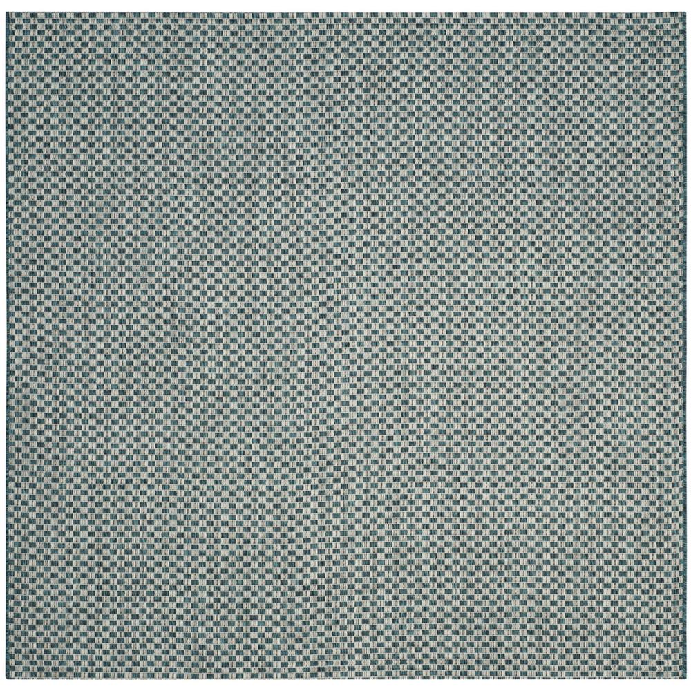 COURTYARD, TURQUOISE / LIGHT GREY, 6'-7" X 6'-7" Square, Area Rug. Picture 1