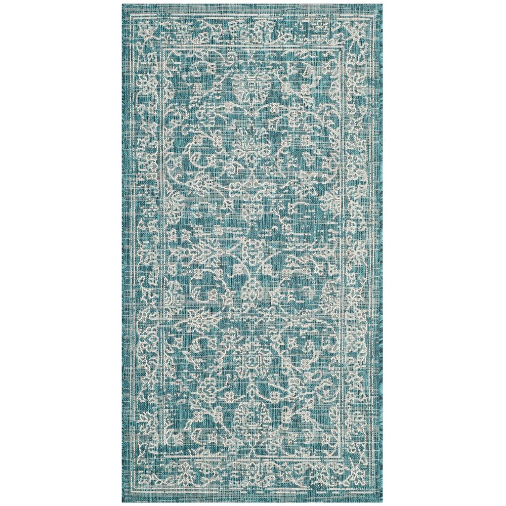 COURTYARD, TURQUOISE, 2'-7" X 5', Area Rug. Picture 1