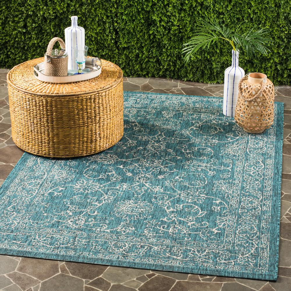 COURTYARD, TURQUOISE, 5'-3" X 7'-7", Area Rug. Picture 4