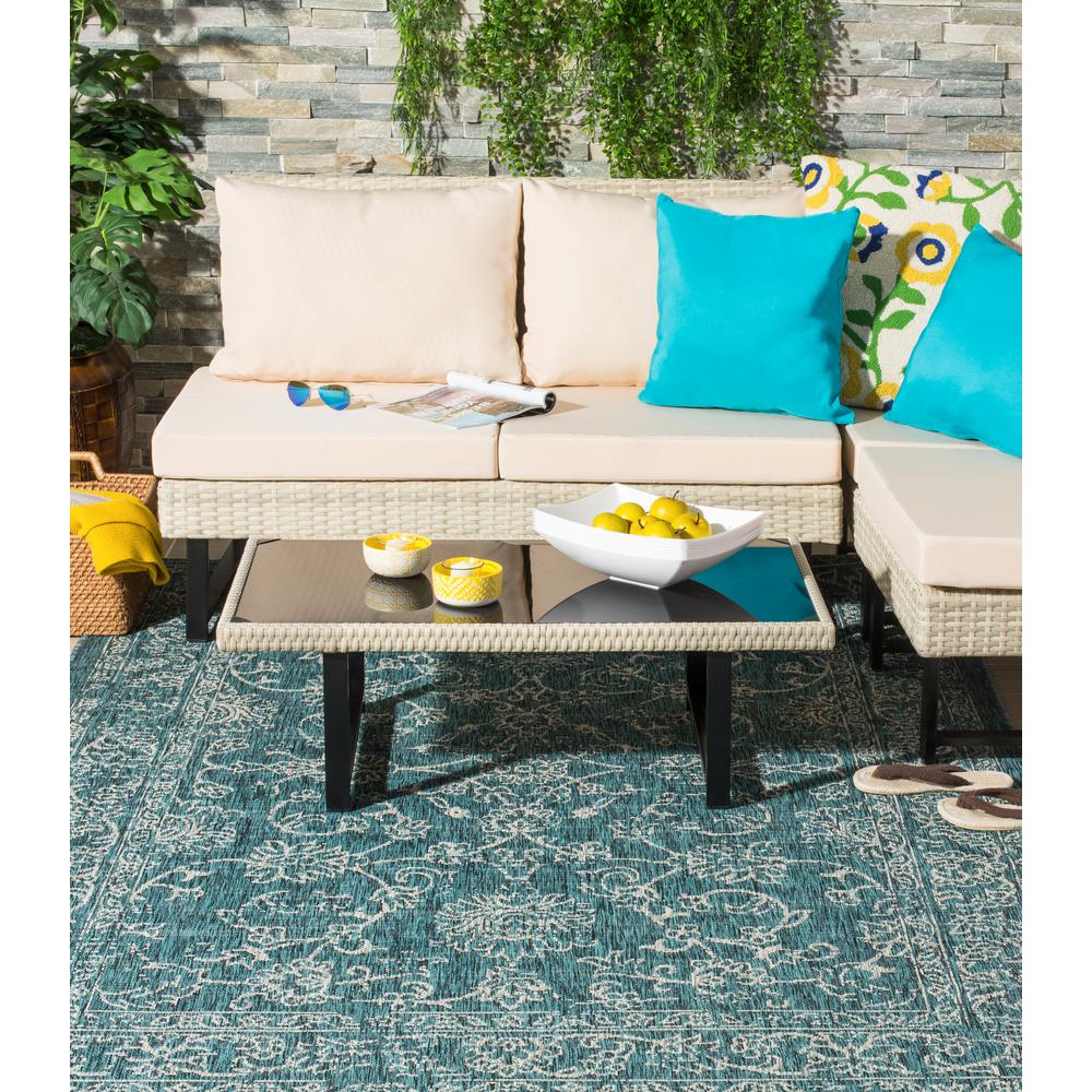 COURTYARD, TURQUOISE, 5'-3" X 7'-7", Area Rug. Picture 8