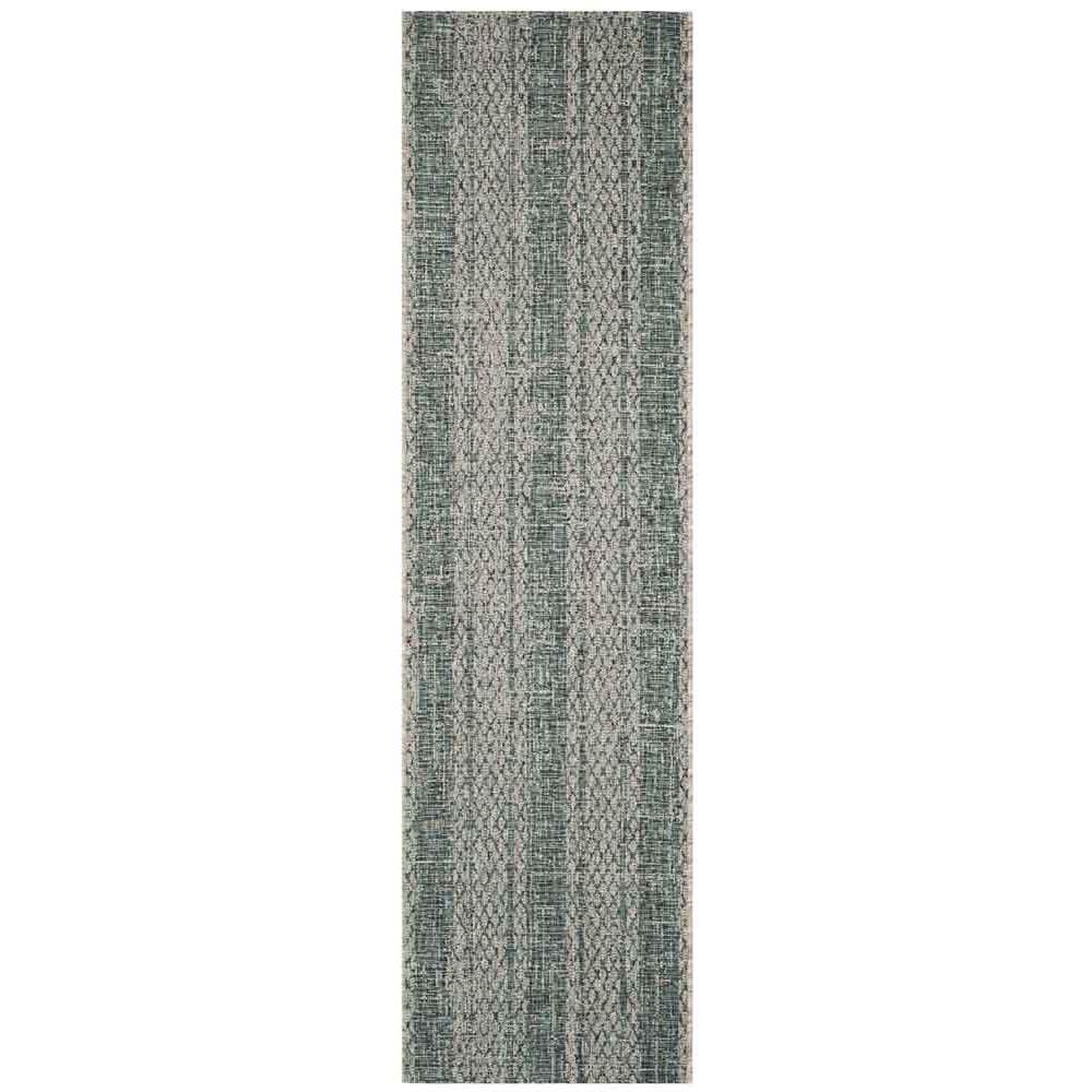 COURTYARD, LIGHT GREY / TEAL, 2'-3" X 8', Area Rug, CY8736-37212-28. Picture 1